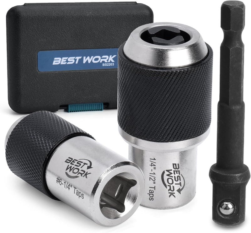 Bestwork 3pcs Adjustable Tap Socket Set, 3/8" Drive Tap Handle Tool, Tap Holder for Reamers, Screw Extractors - Image 1